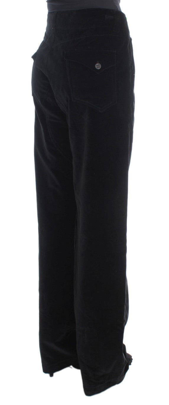 Pantalon droit en coton velours noir Ermanno Scervino