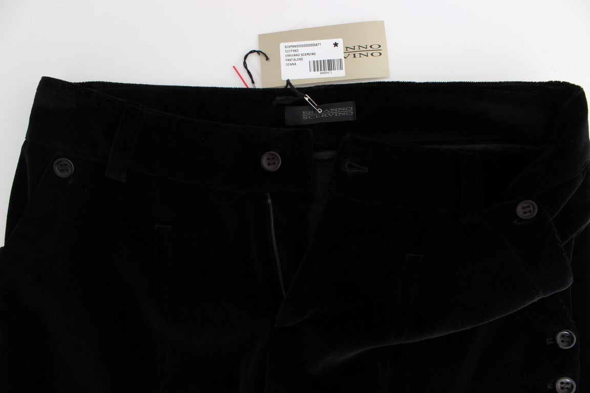 Pantalon droit en coton velours noir Ermanno Scervino