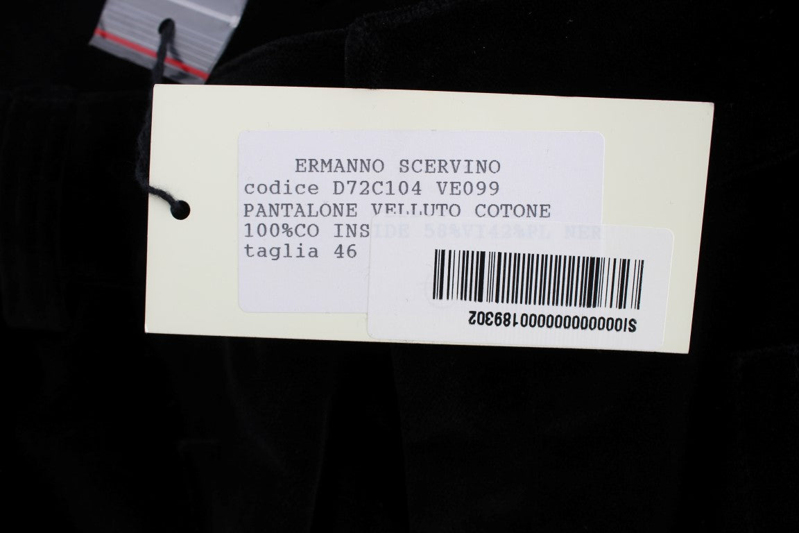 Pantalon droit en coton velours noir Ermanno Scervino