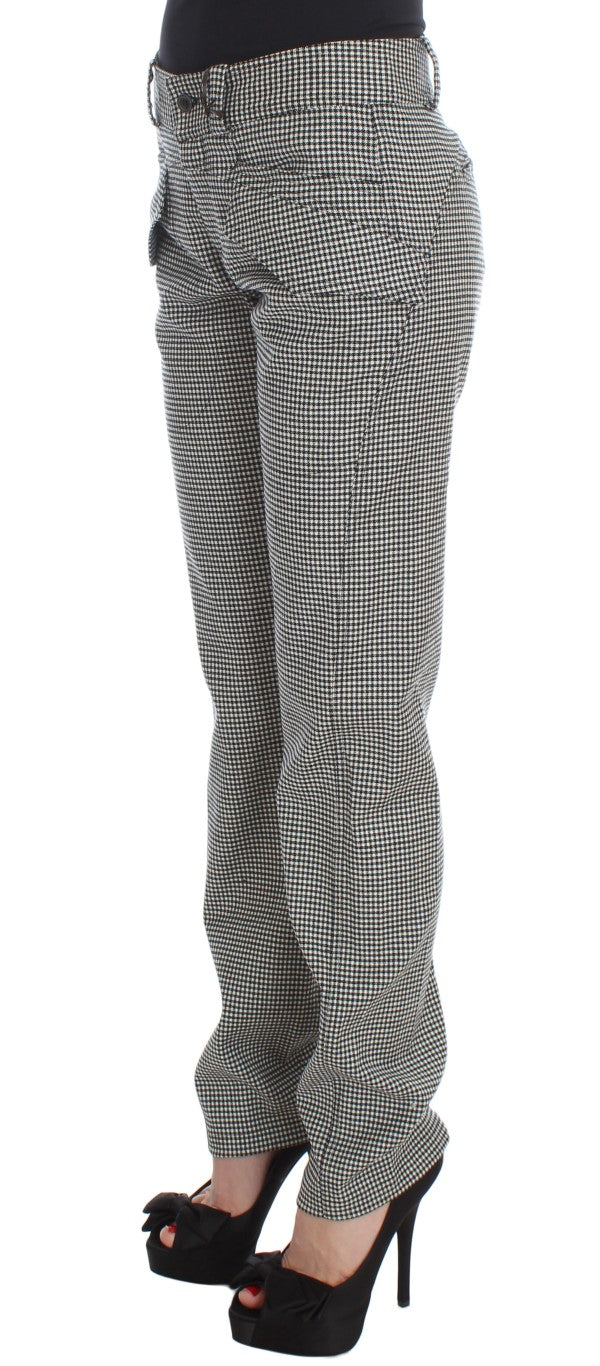 Pantalon décontracté en coton à carreaux noir et blanc Ermanno Scervino