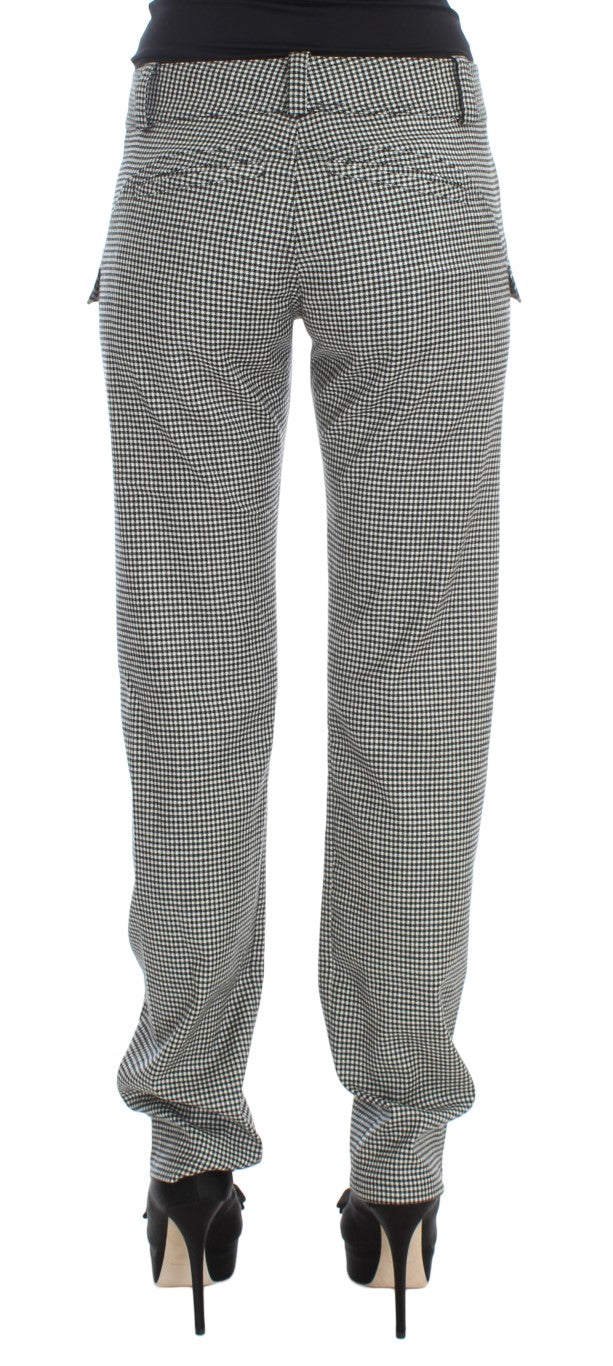 Pantalon décontracté en coton à carreaux noir et blanc Ermanno Scervino