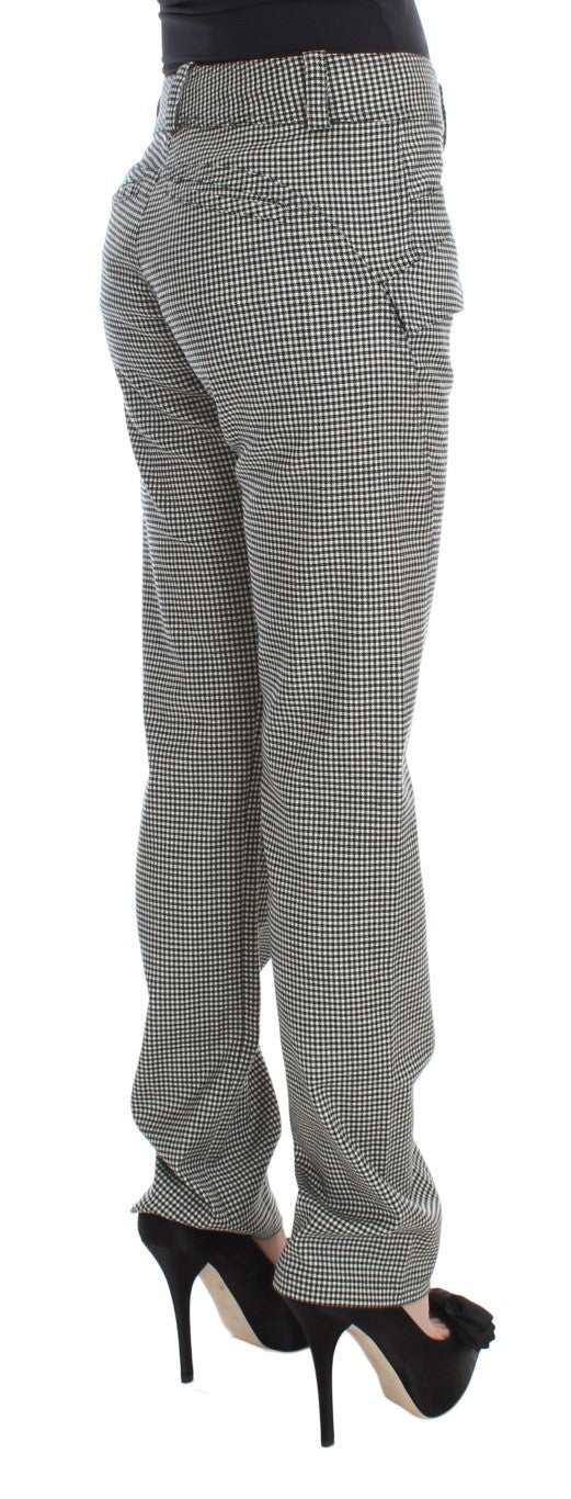 Pantalon décontracté en coton à carreaux noir et blanc Ermanno Scervino