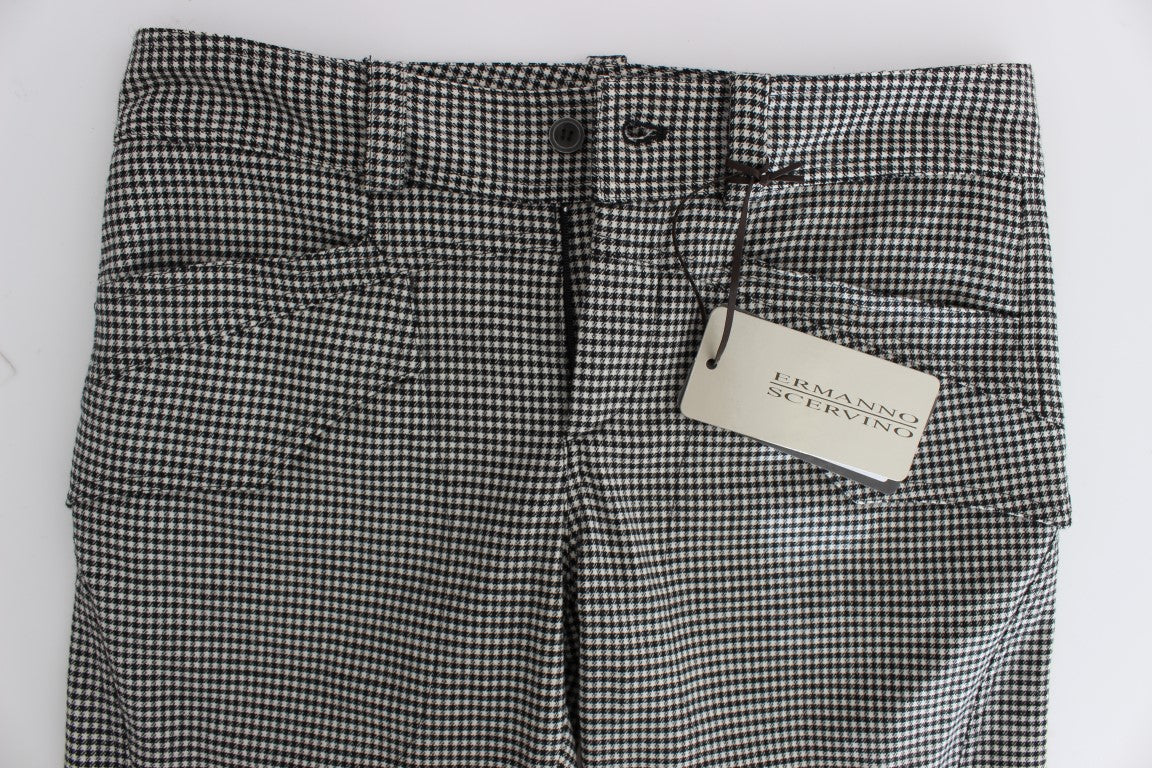Pantalon décontracté en coton à carreaux noir et blanc Ermanno Scervino