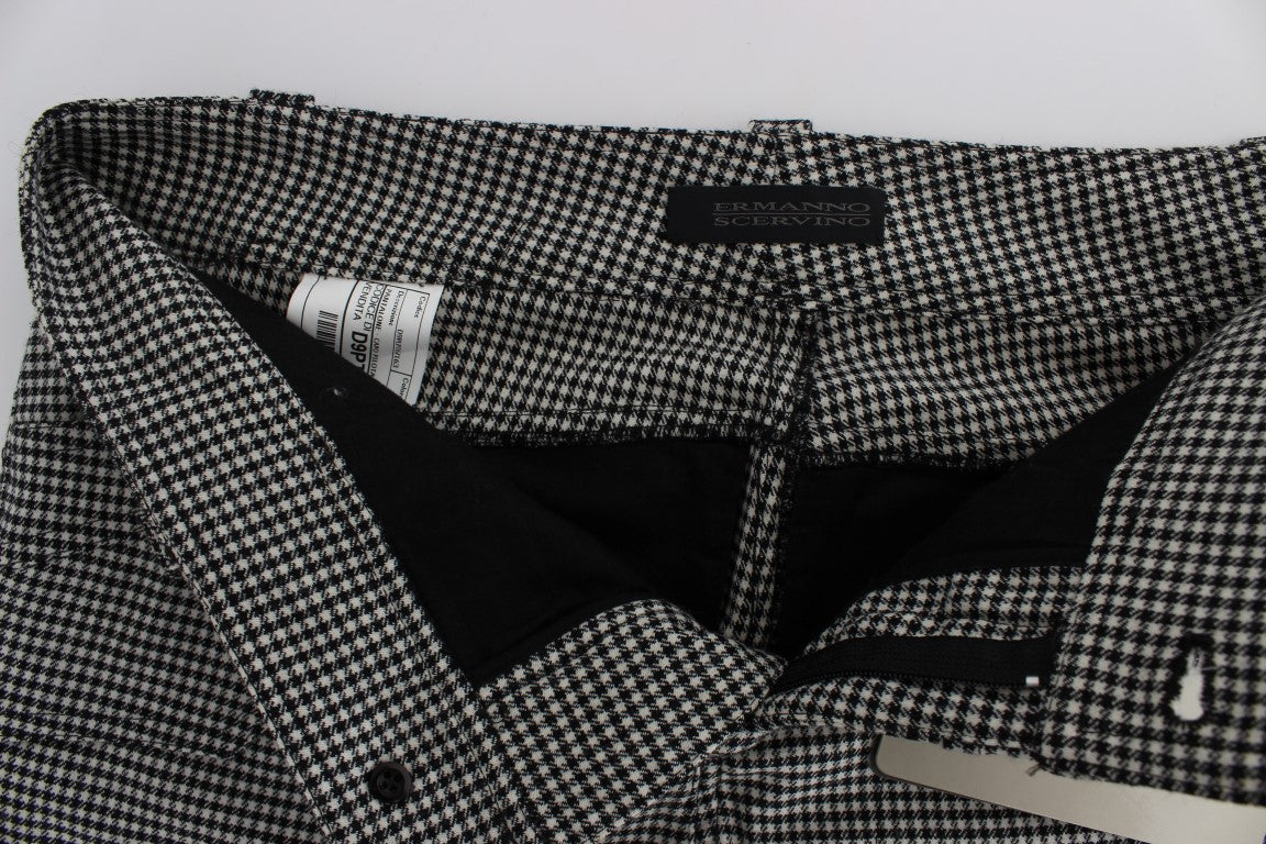 Pantalon décontracté en coton à carreaux noir et blanc Ermanno Scervino