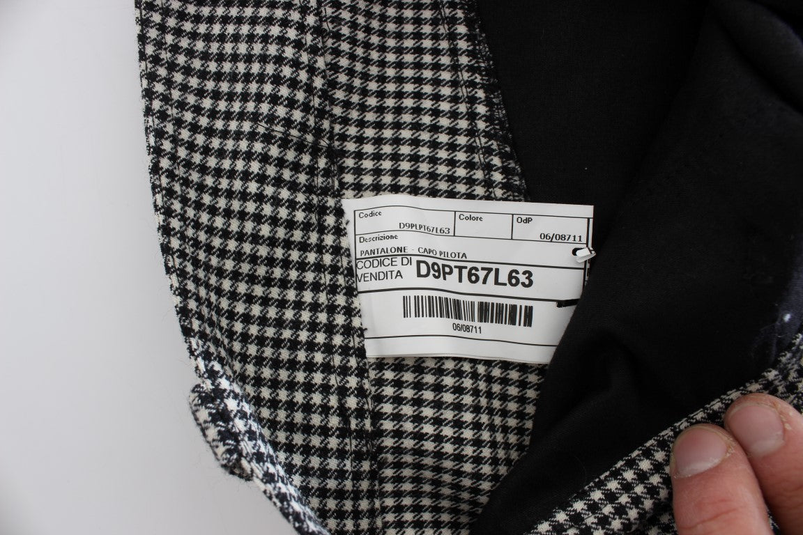 Pantalon décontracté en coton à carreaux noir et blanc Ermanno Scervino