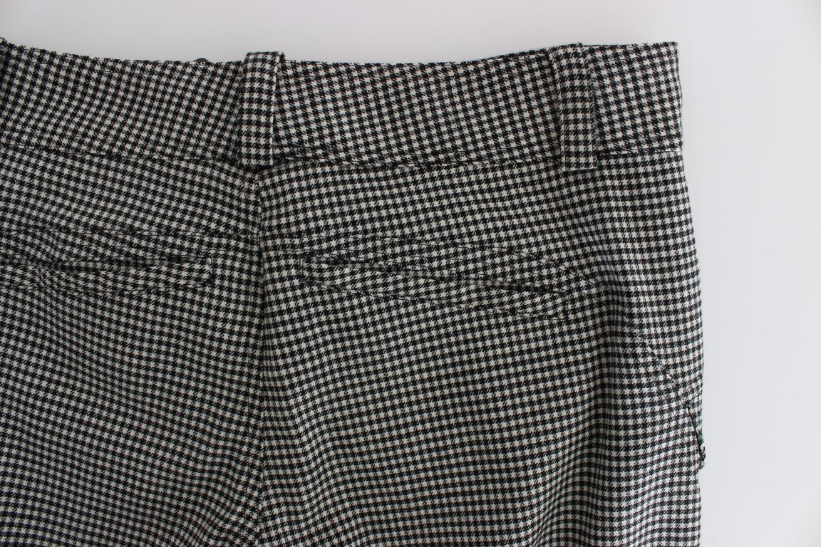 Pantalon décontracté en coton à carreaux noir et blanc Ermanno Scervino