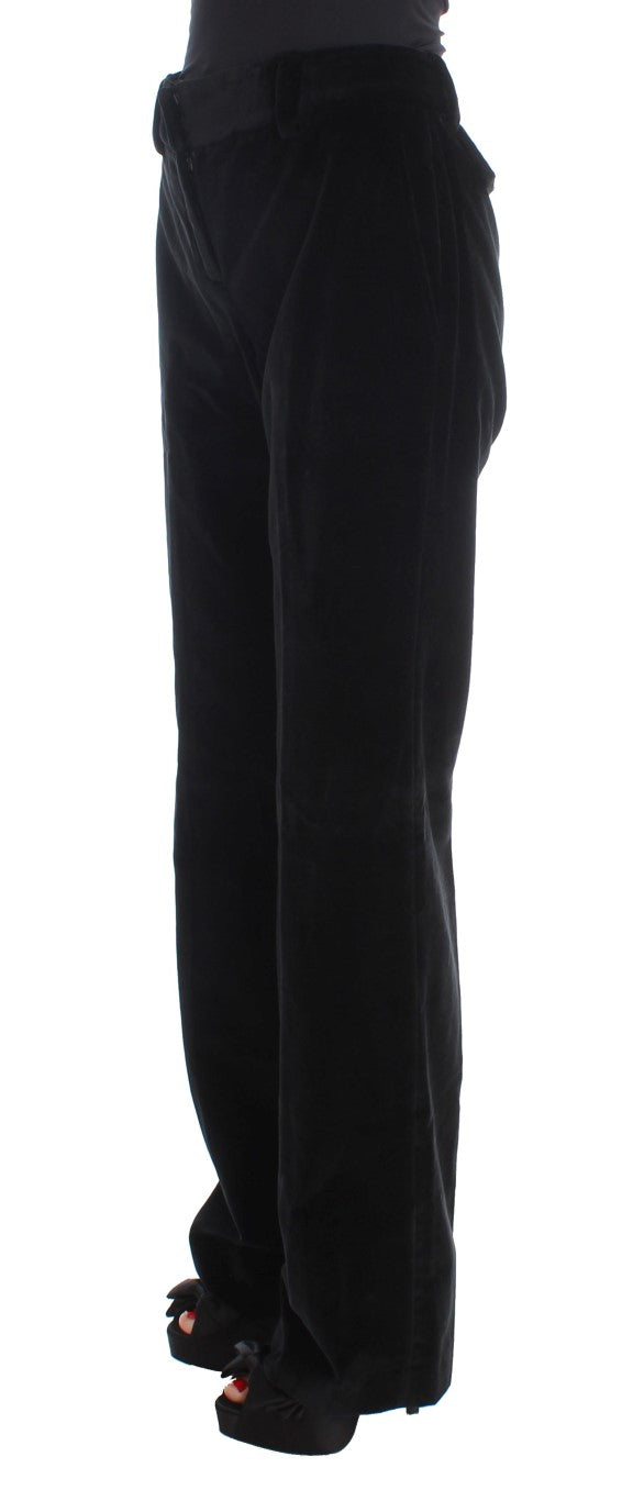 Pantalon droit en coton velours noir Ermanno Scervino