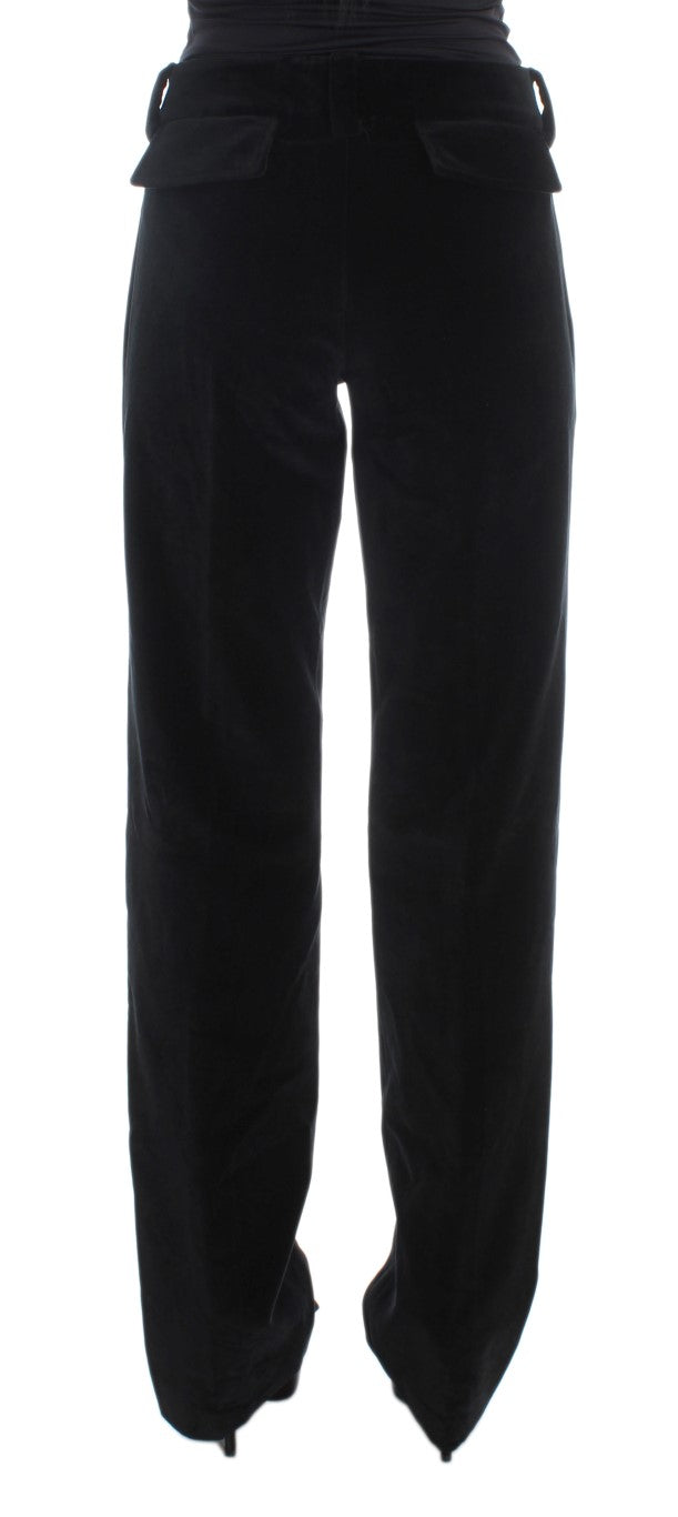 Pantalon droit en coton velours noir Ermanno Scervino