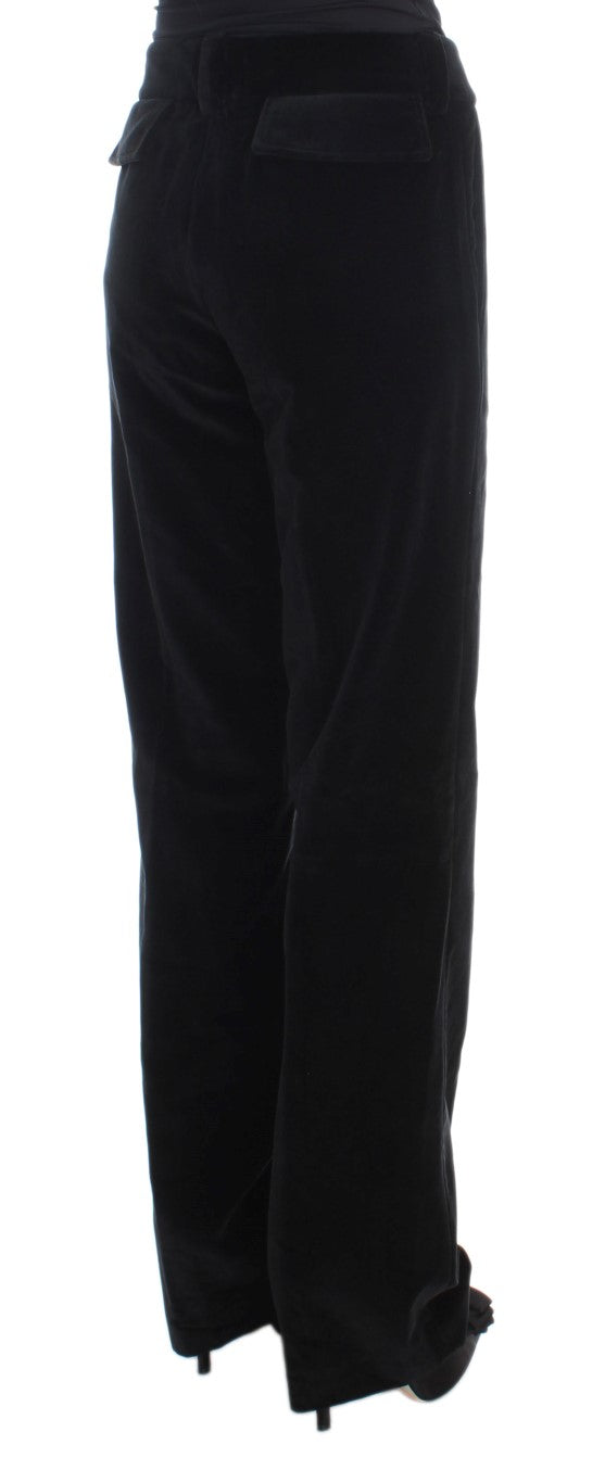 Pantalon droit en coton velours noir Ermanno Scervino