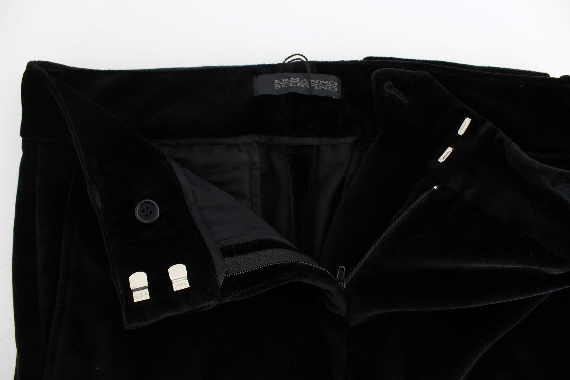 Pantalon droit en coton velours noir Ermanno Scervino