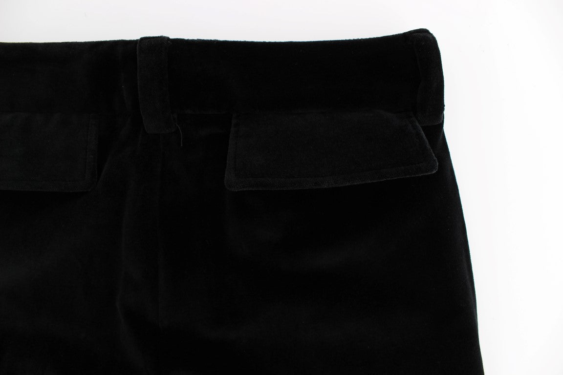 Pantalon droit en coton velours noir Ermanno Scervino