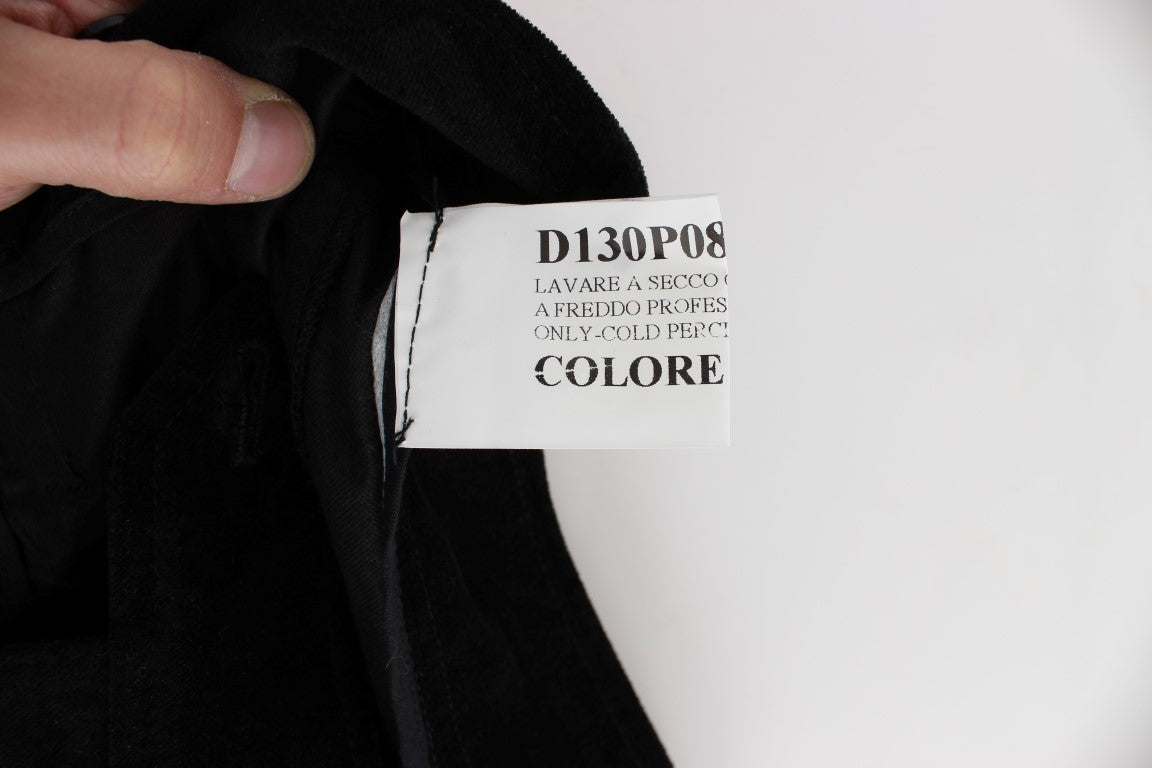 Pantalon capri à coupe évasée en coton velours noir d'Ermanno Scervino