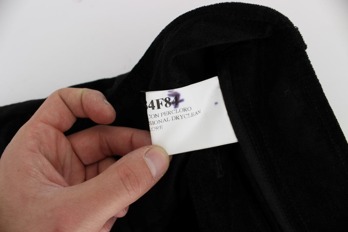 Pantalon capri à coupe évasée en coton velours noir d'Ermanno Scervino