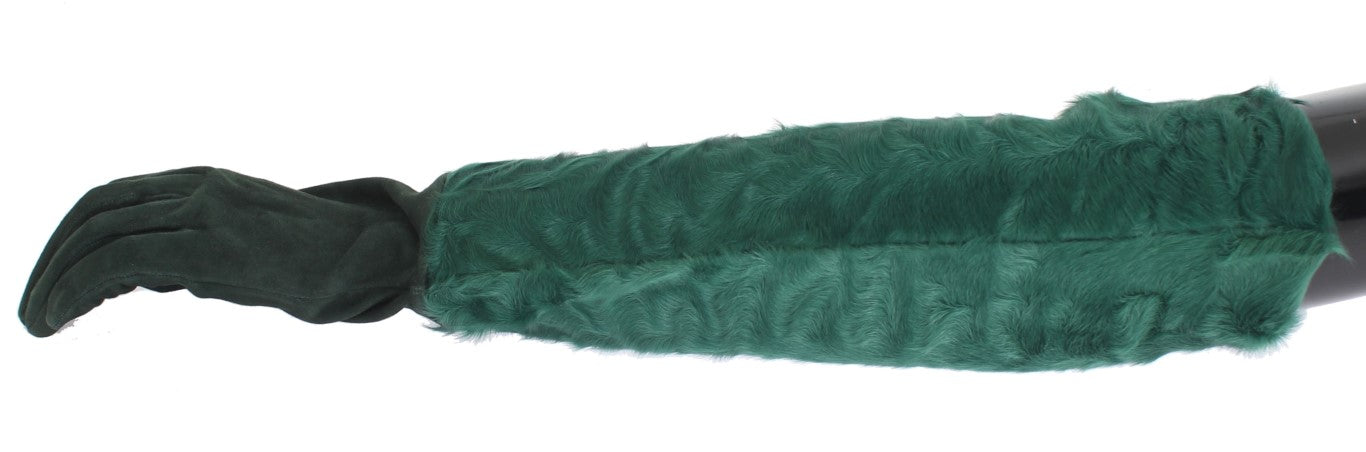 Gants de coude en cuir vert et fourrure Xiangao Dolce & Gabbana