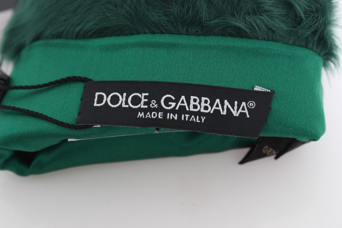 Gants de coude en cuir vert et fourrure Xiangao Dolce & Gabbana