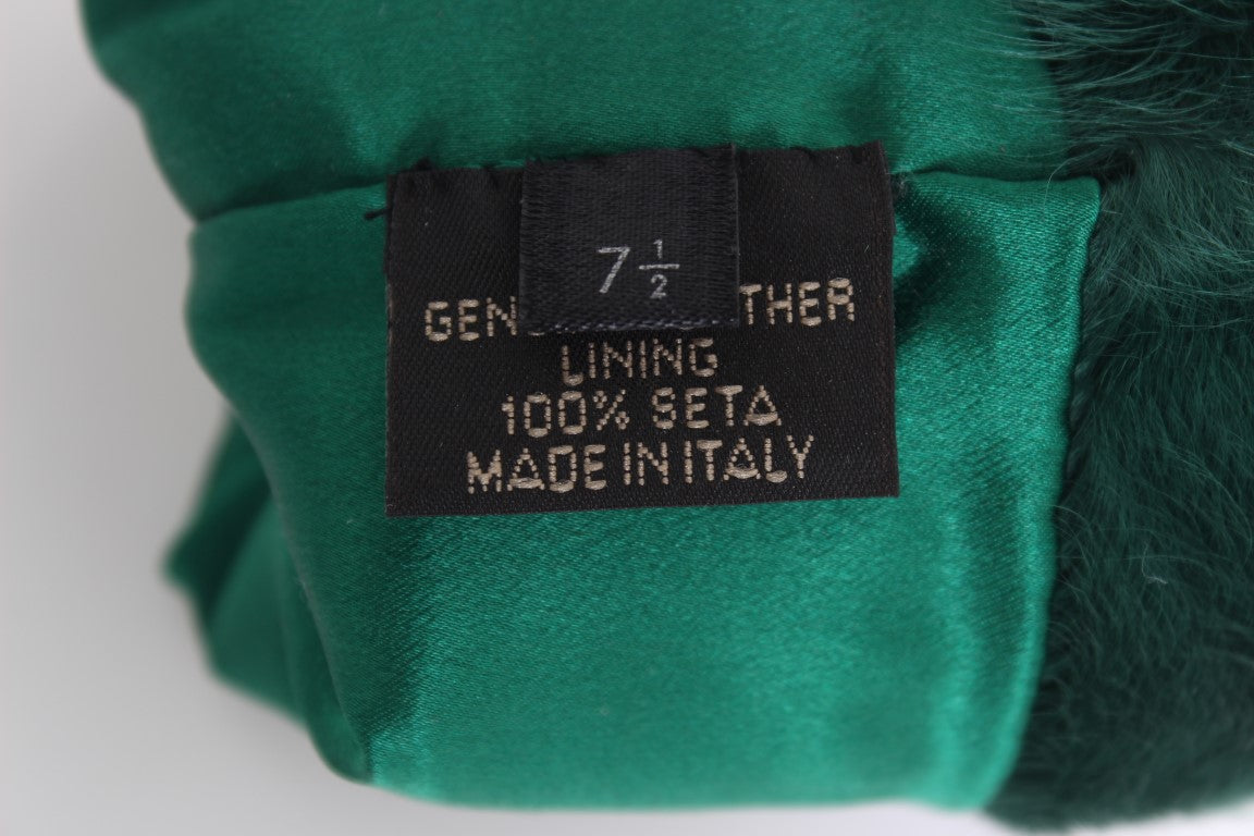 Gants de coude en cuir vert et fourrure Xiangao Dolce & Gabbana