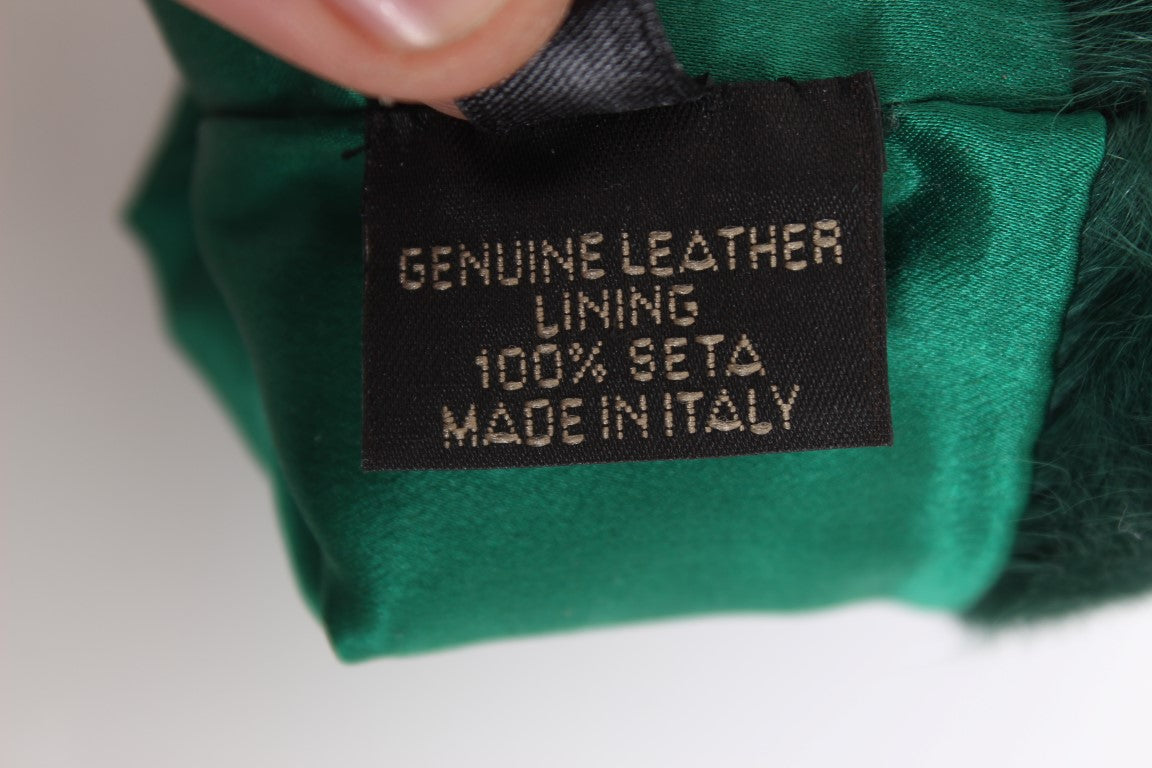 Gants de coude en cuir vert et fourrure Xiangao Dolce & Gabbana