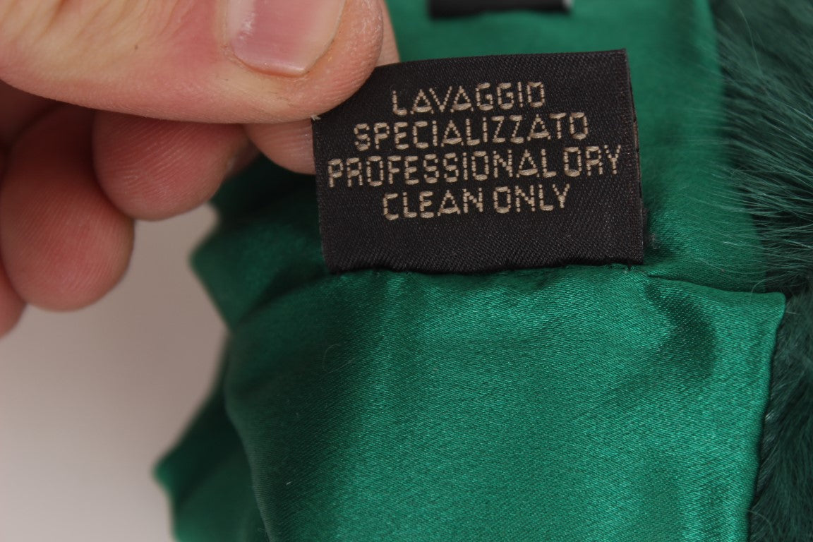 Gants de coude en cuir vert et fourrure Xiangao Dolce & Gabbana