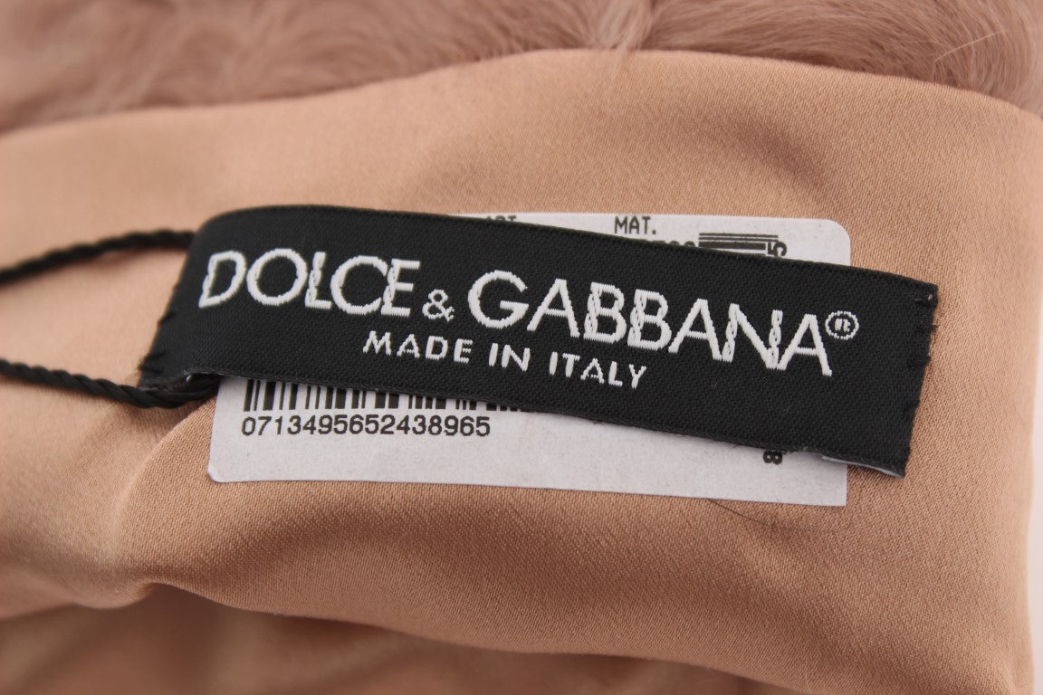 Gants de coude en daim beige et fourrure Xiangao Dolce & Gabbana