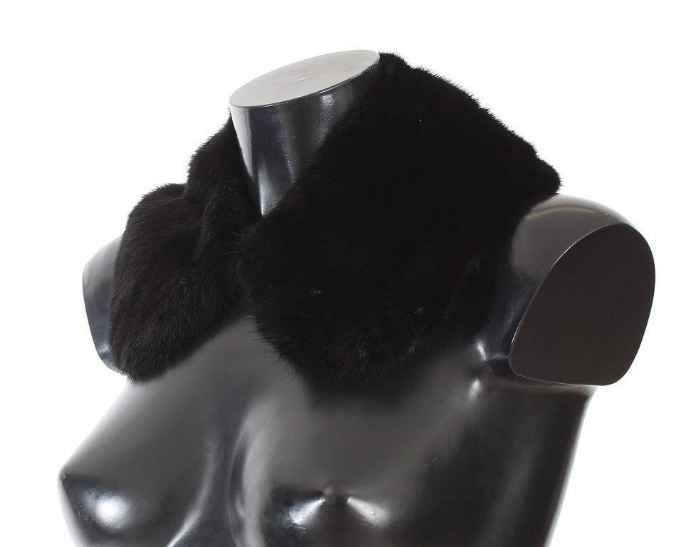 Écharpe à col en fourrure de vison noire Dolce & Gabbana