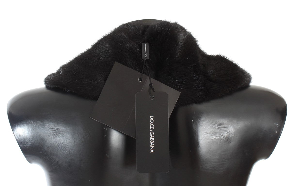 Écharpe à col en fourrure de vison noire Dolce & Gabbana
