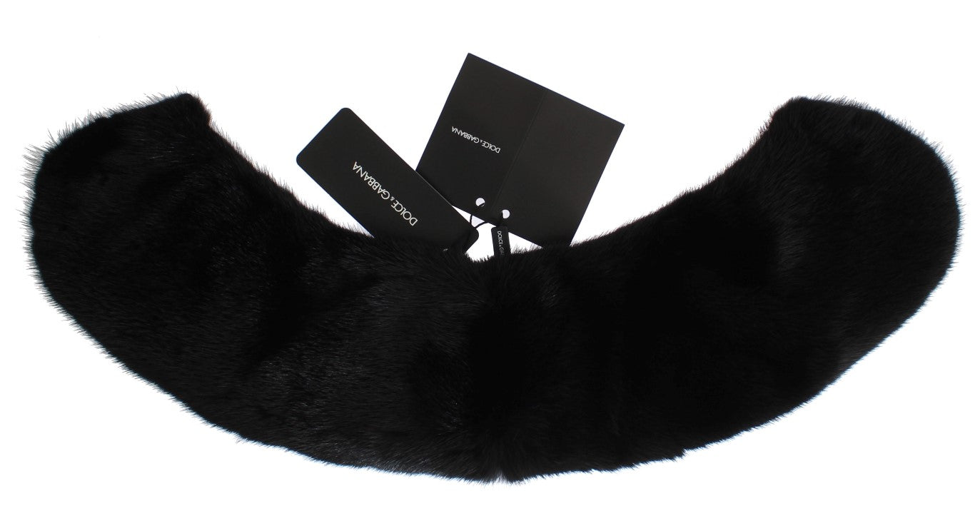 Écharpe à col en fourrure de vison noire Dolce & Gabbana