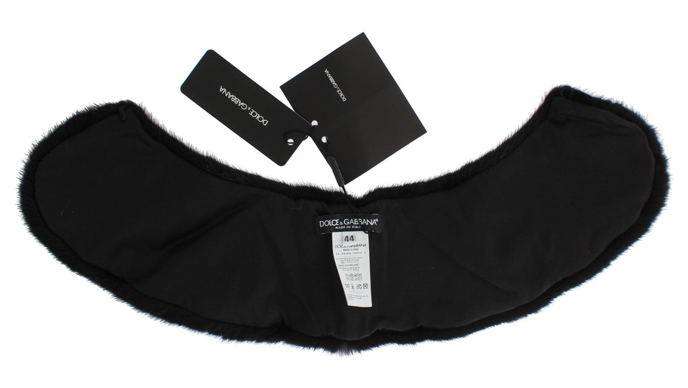 Écharpe à col en fourrure de vison noire Dolce & Gabbana