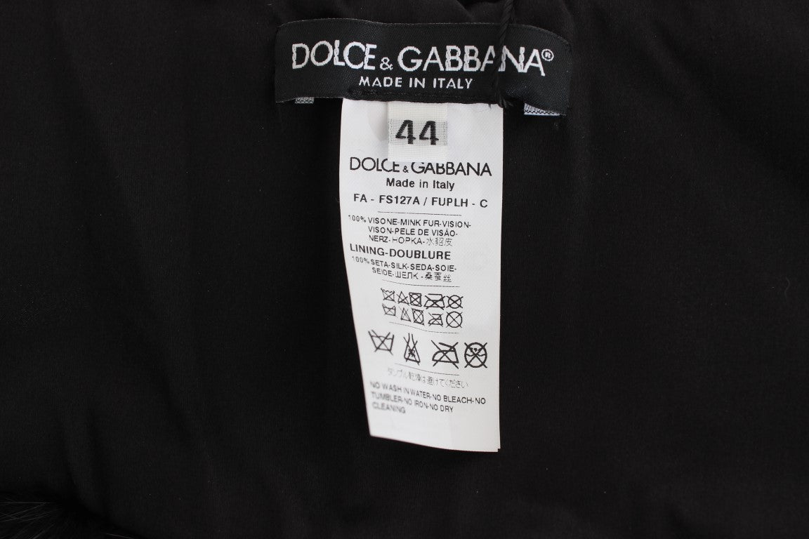 Écharpe à col en fourrure de vison noire Dolce & Gabbana