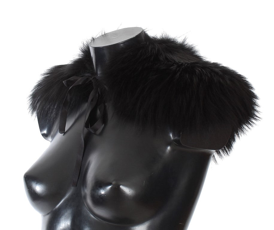 Écharpe à col en fourrure de renard noir Dolce & Gabbana