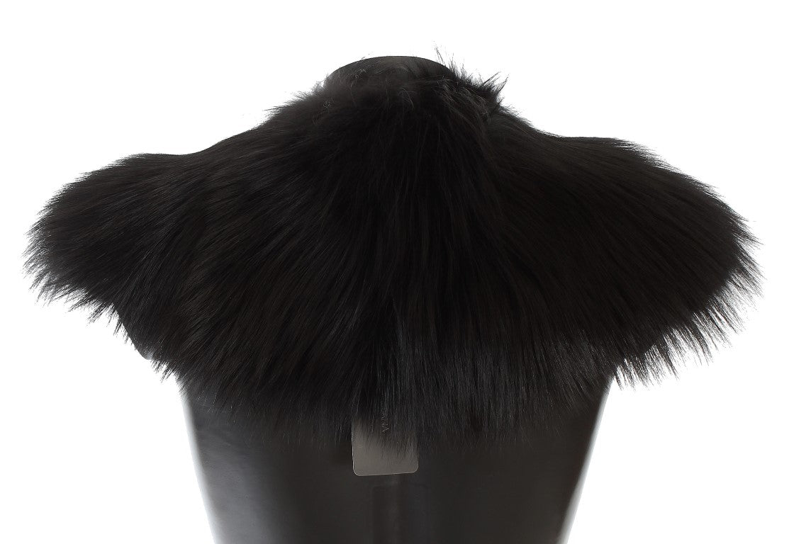 Écharpe à col en fourrure de renard noir Dolce & Gabbana