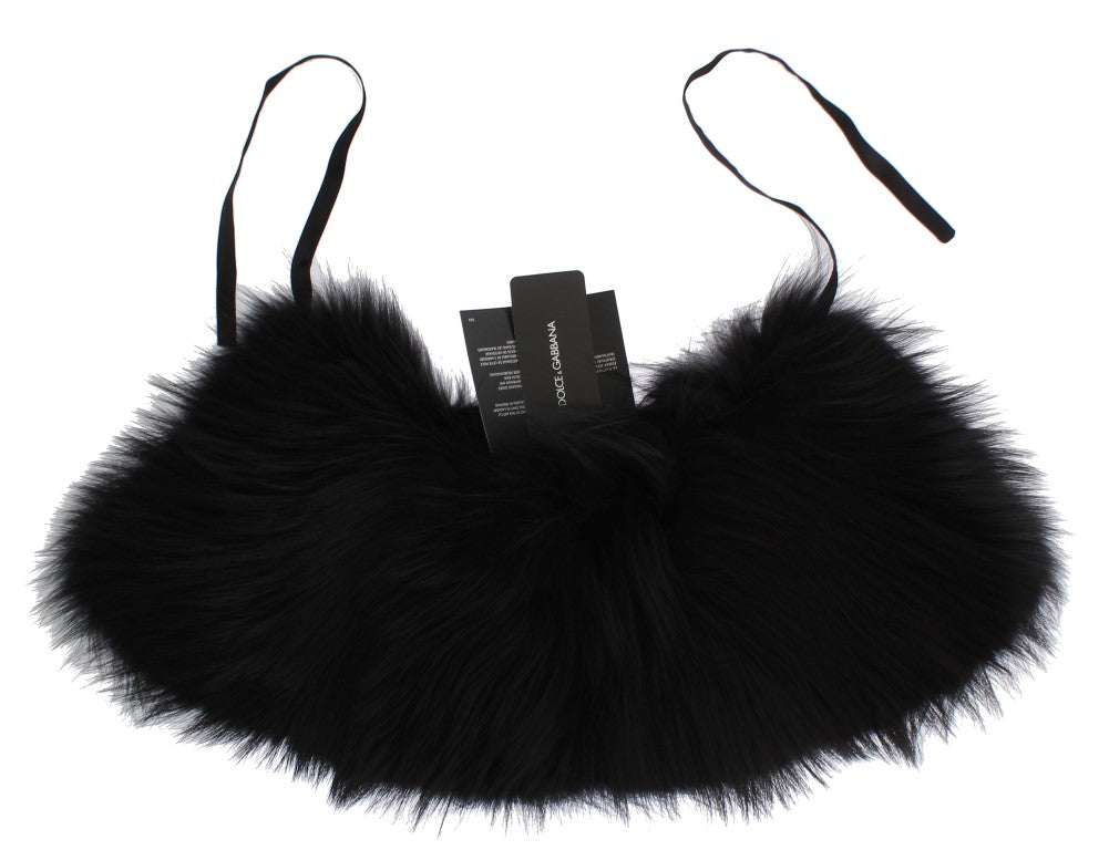 Écharpe à col en fourrure de renard noir Dolce & Gabbana