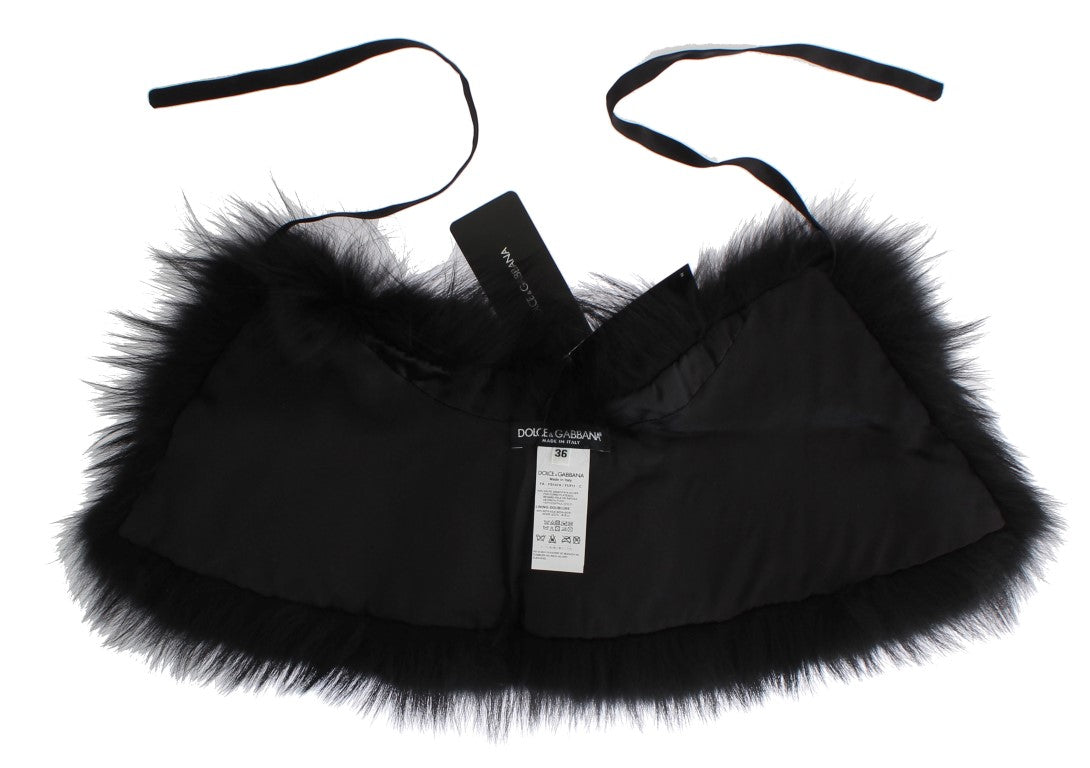 Écharpe à col en fourrure de renard noir Dolce & Gabbana