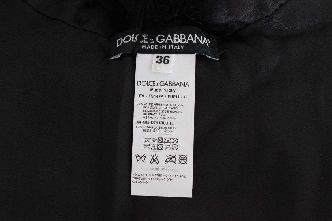 Écharpe à col en fourrure de renard noir Dolce & Gabbana