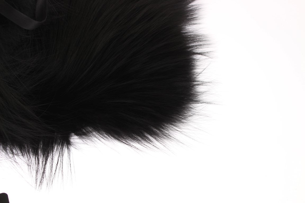 Écharpe à col en fourrure de renard noir Dolce & Gabbana