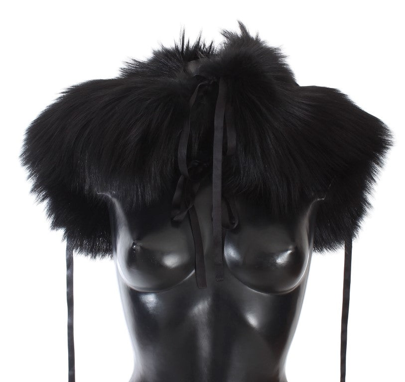 Écharpe à col et épaules en fourrure de renard noir Dolce & Gabbana