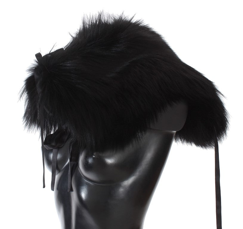 Écharpe à col et épaules en fourrure de renard noir Dolce & Gabbana