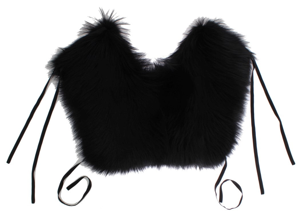 Écharpe à col et épaules en fourrure de renard noir Dolce & Gabbana