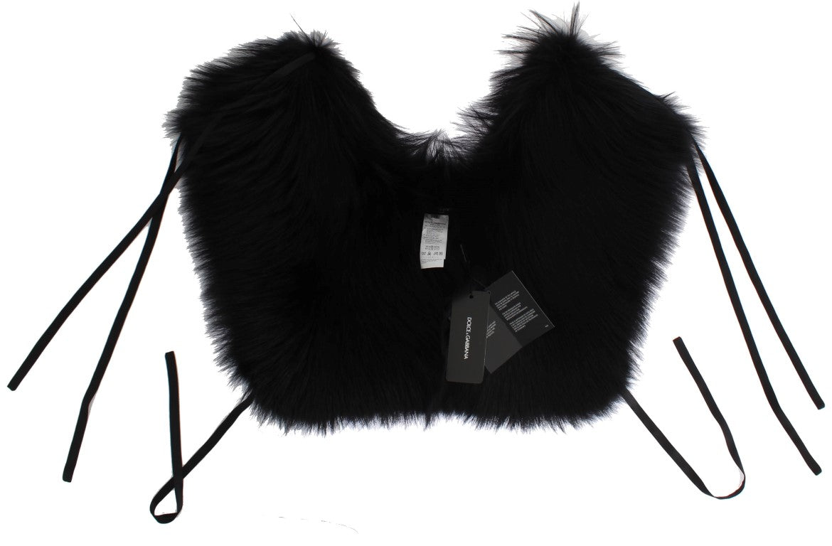 Écharpe à col et épaules en fourrure de renard noir Dolce & Gabbana