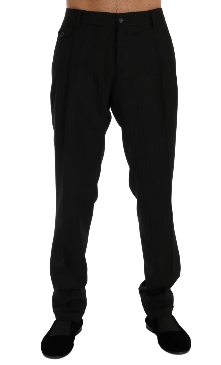 Pantalon en laine extensible rayé noir de Dolce & Gabbana