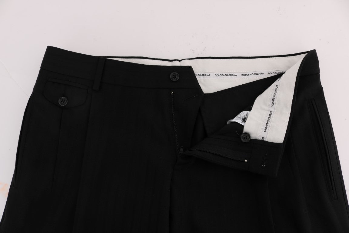 Pantalon en laine extensible rayé noir de Dolce & Gabbana