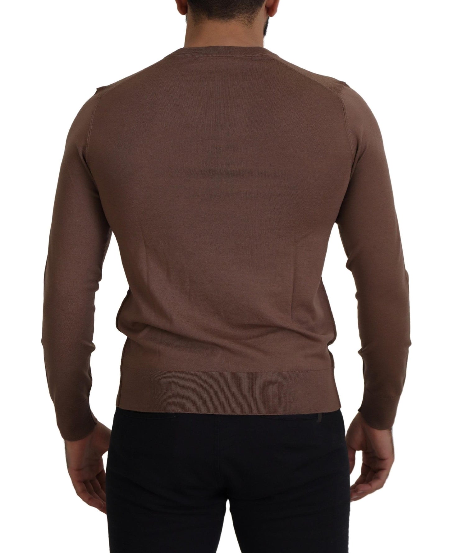 Pull en laine marron à col en V pour homme de Dolce & Gabbana