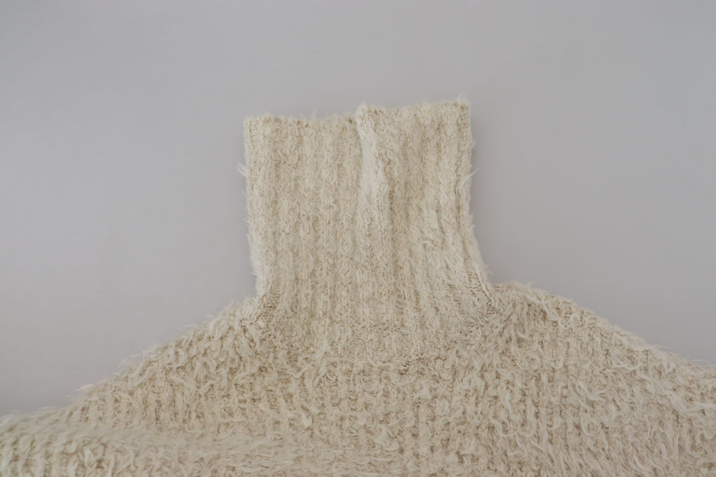 Pull en laine à col montant en tricot crème de Dolce & Gabbana