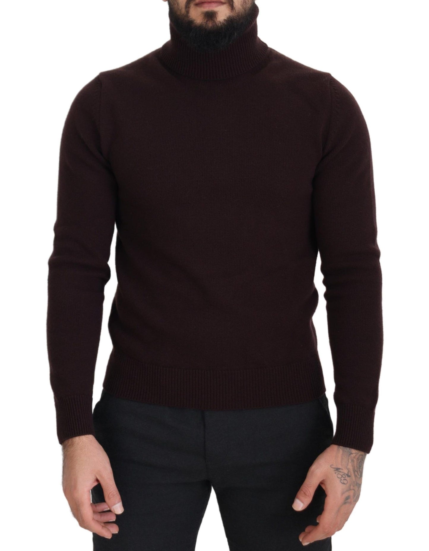 Pull en laine à col montant brun de Dolce & Gabbana