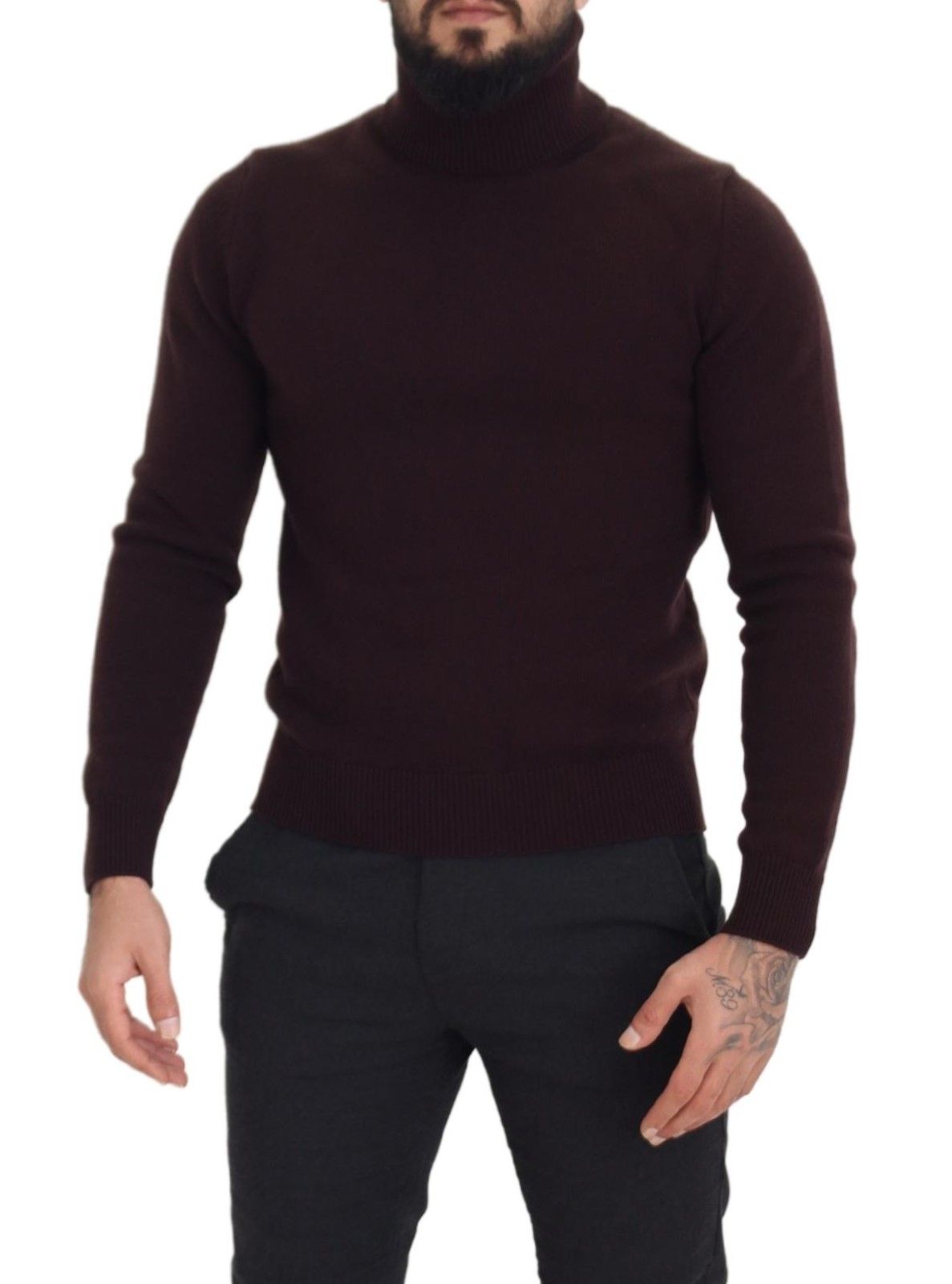 Pull en laine à col montant brun de Dolce & Gabbana