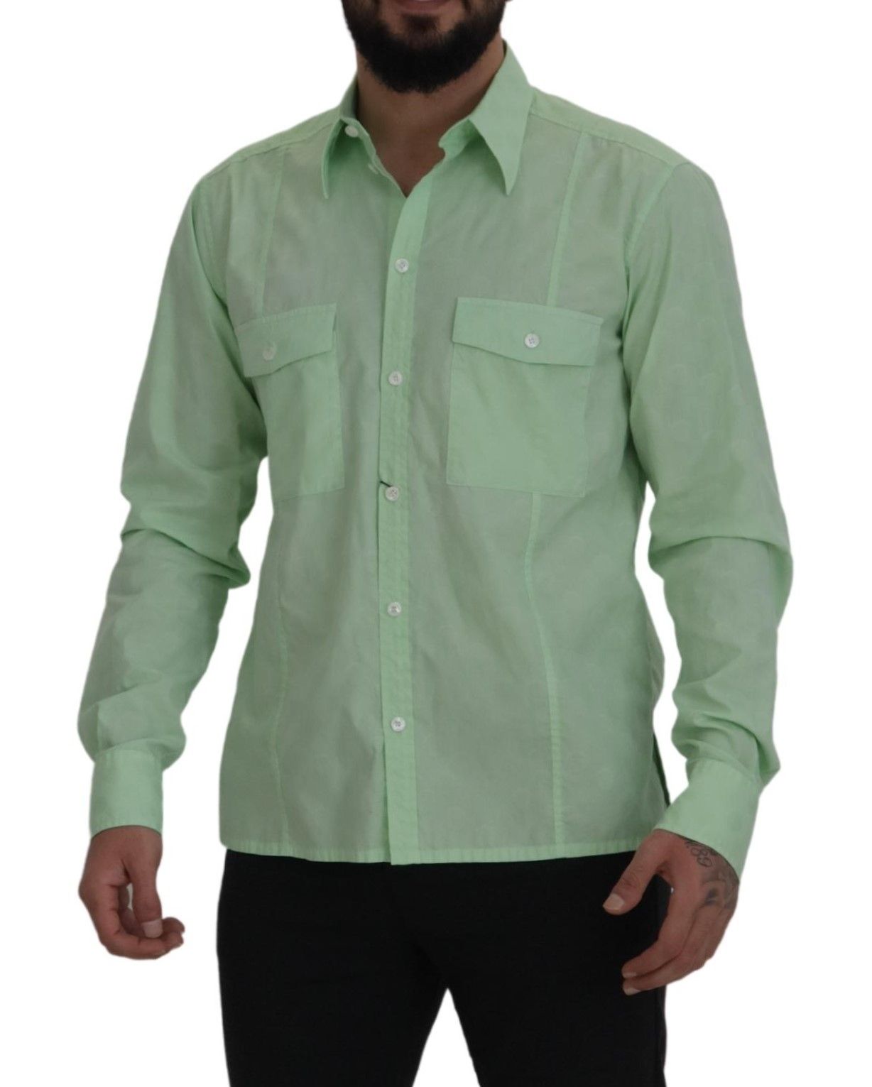Chemise à manches longues et boutons en vert menthe de Dolce & Gabbana