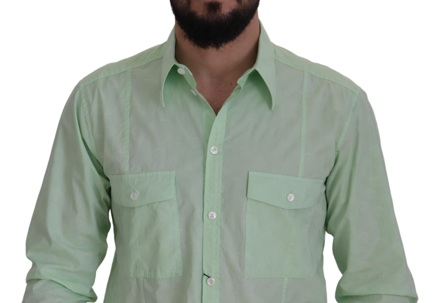 Chemise à manches longues et boutons en vert menthe de Dolce & Gabbana