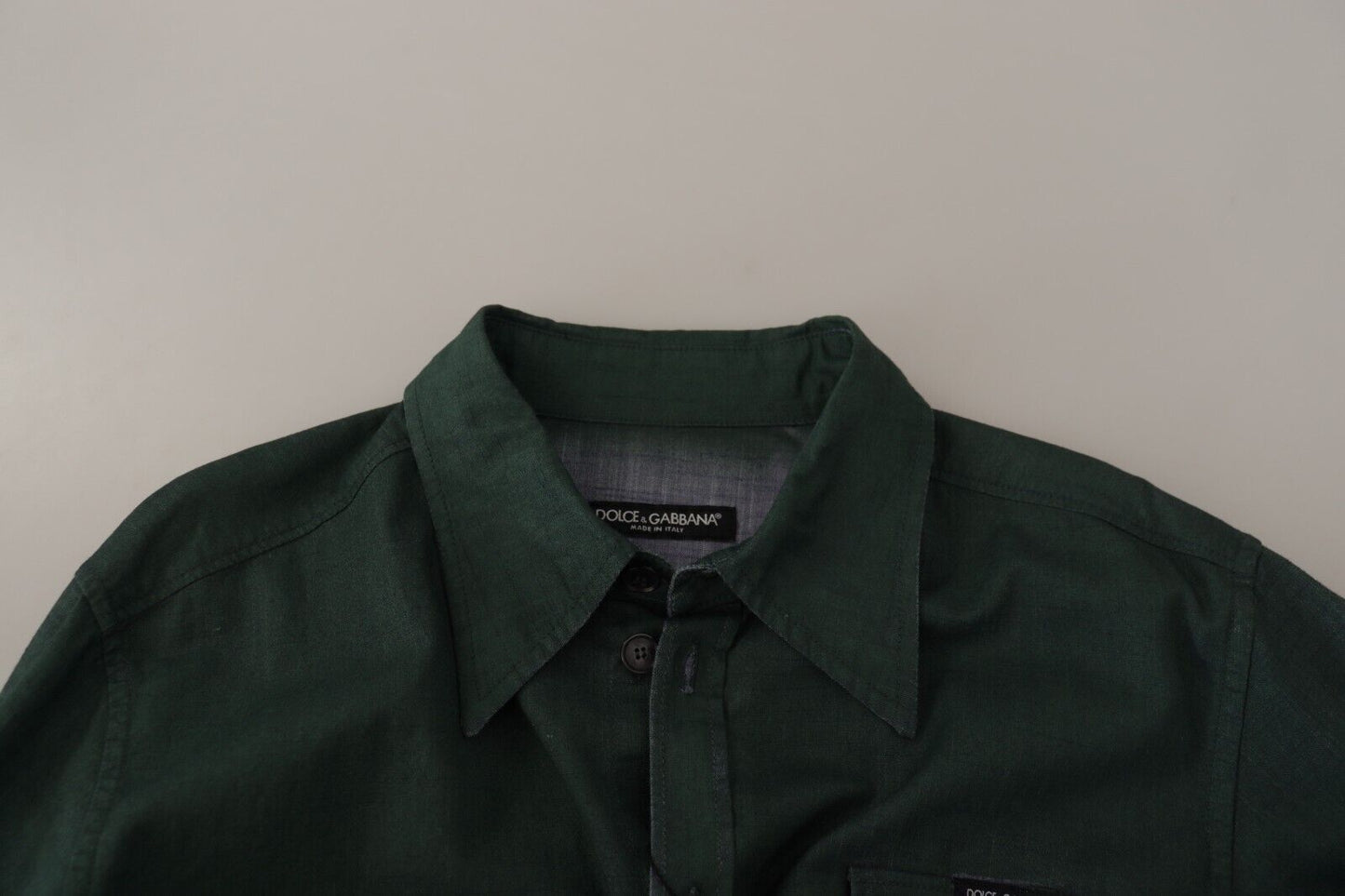Chemise à manches longues à boutons en vert foncé de Dolce & Gabbana