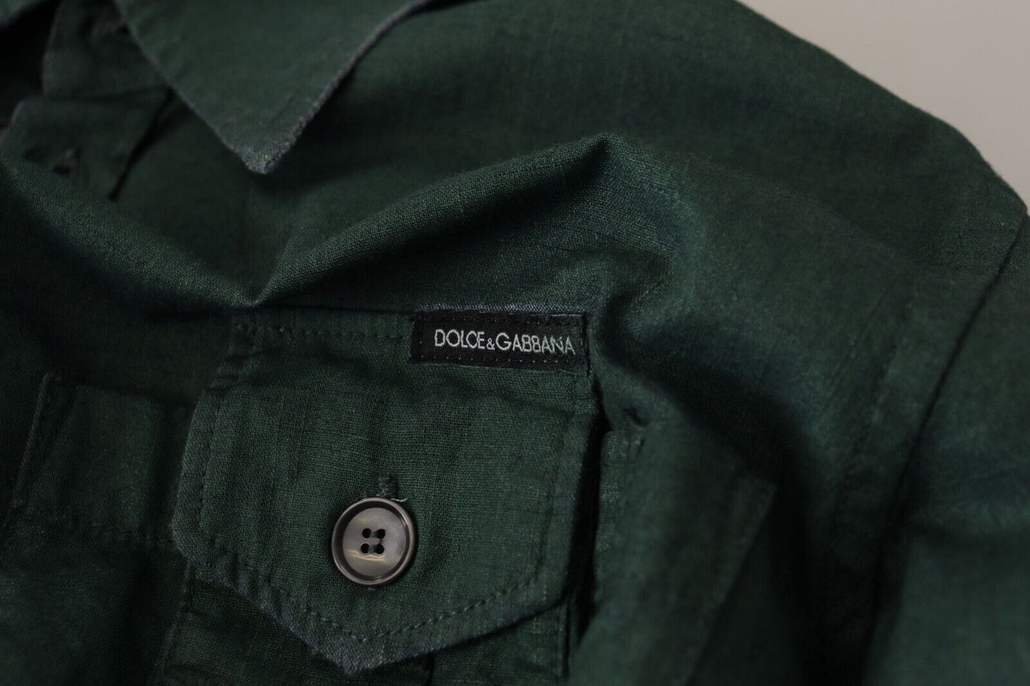 Chemise à manches longues à boutons en vert foncé de Dolce & Gabbana