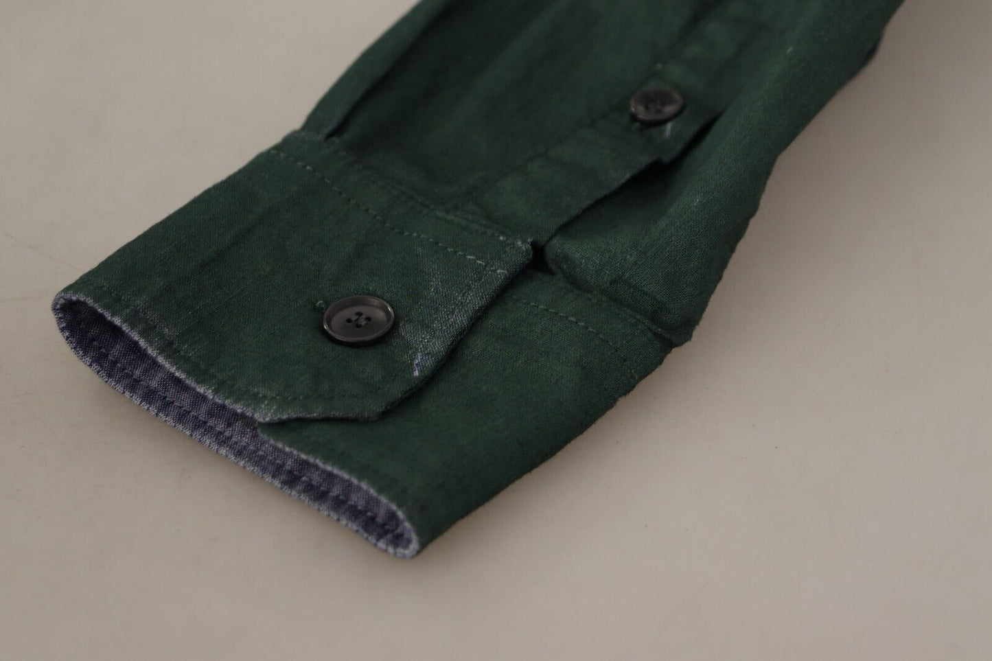 Chemise à manches longues à boutons en vert foncé de Dolce & Gabbana