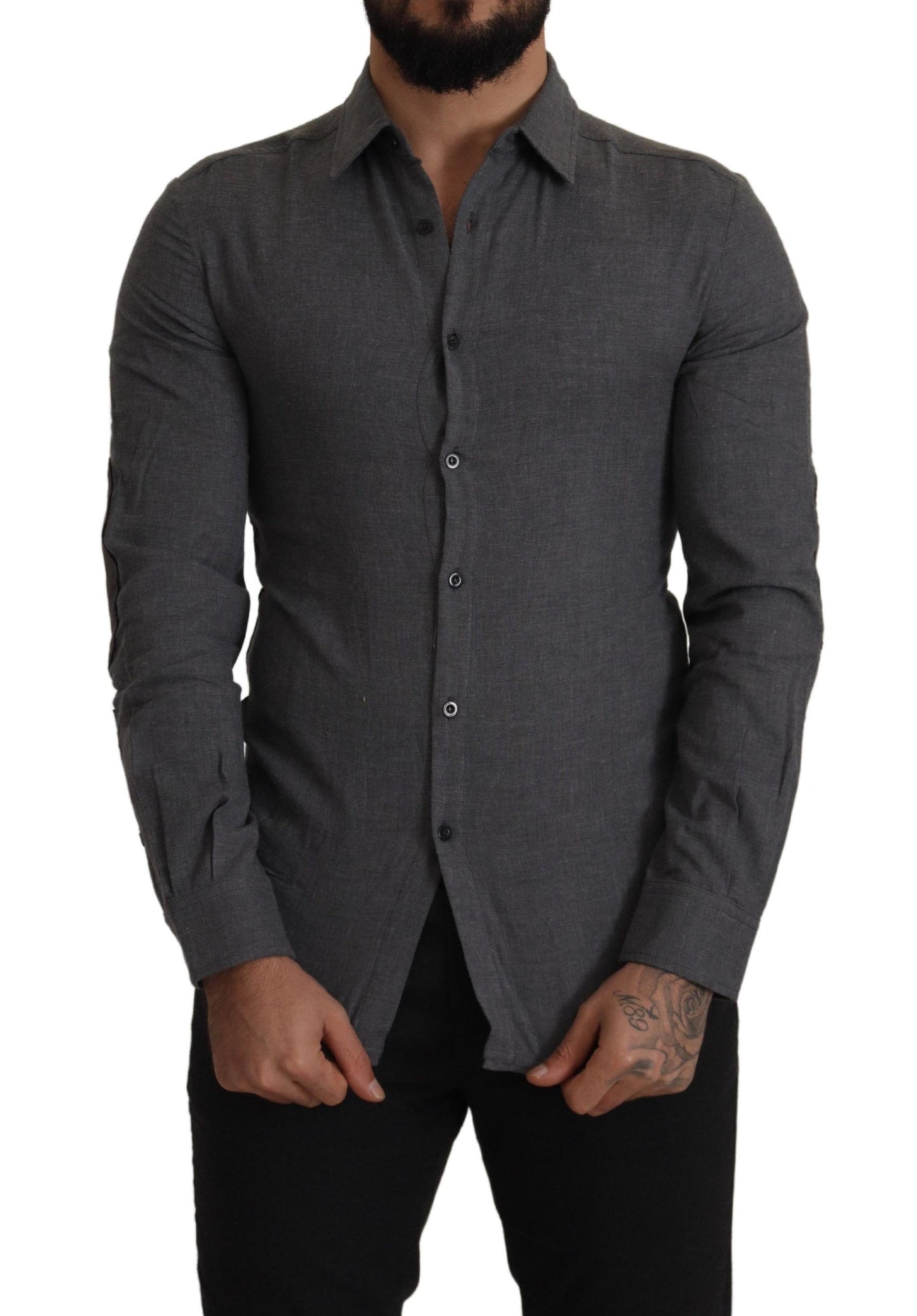 Chemise homme décontractée en coton gris foncé Costume National